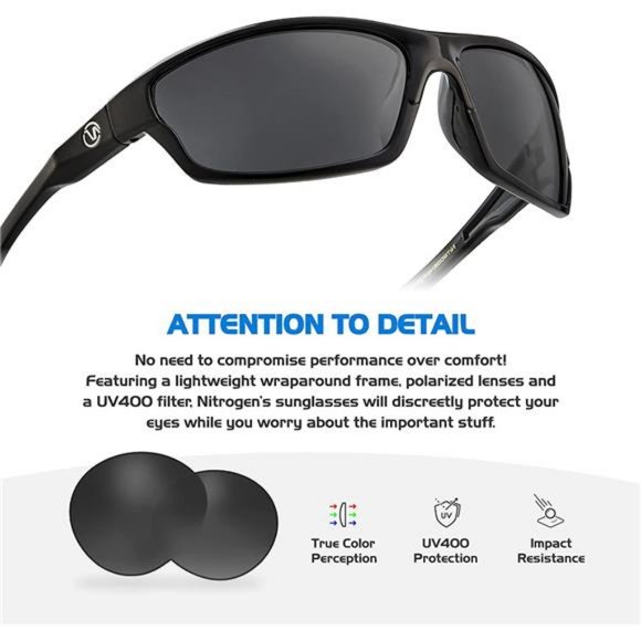 Polarized Wrap Around Sport Sunglasses for Men Women UV400 Sports Sun Glasses - Picture 2 of 6